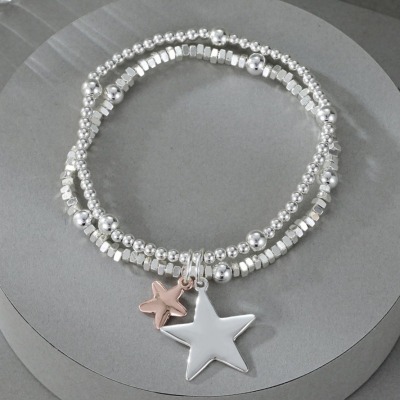 Double Strand Star Bracelet - Silver